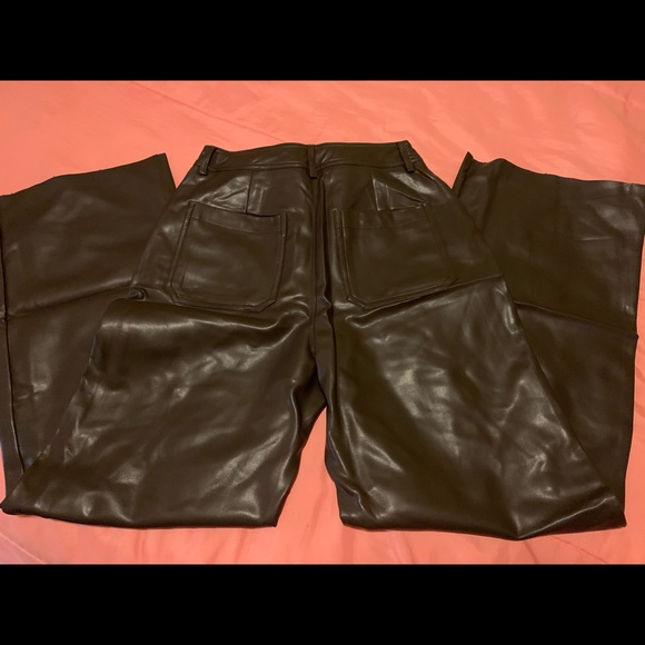 NWT Faux leather High waist wide leg pants Dark brown size M - Picture 9 of 16